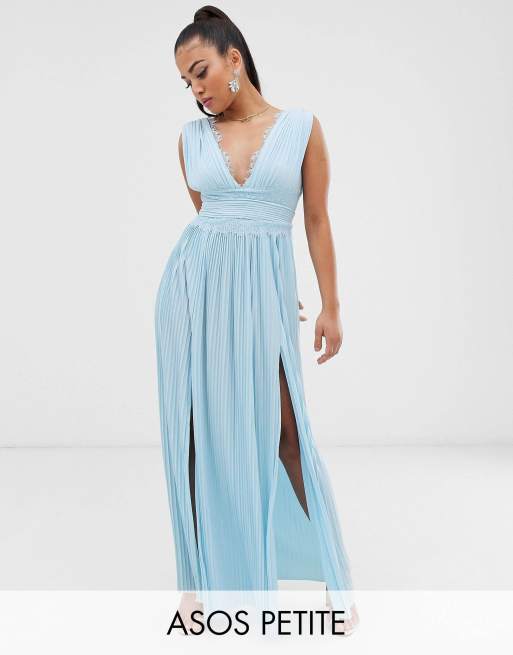 Asos design premium lace insert pleated hot sale maxi dress