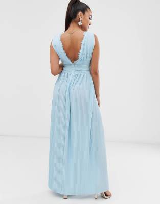 asos design petite premium lace insert pleated maxi dress