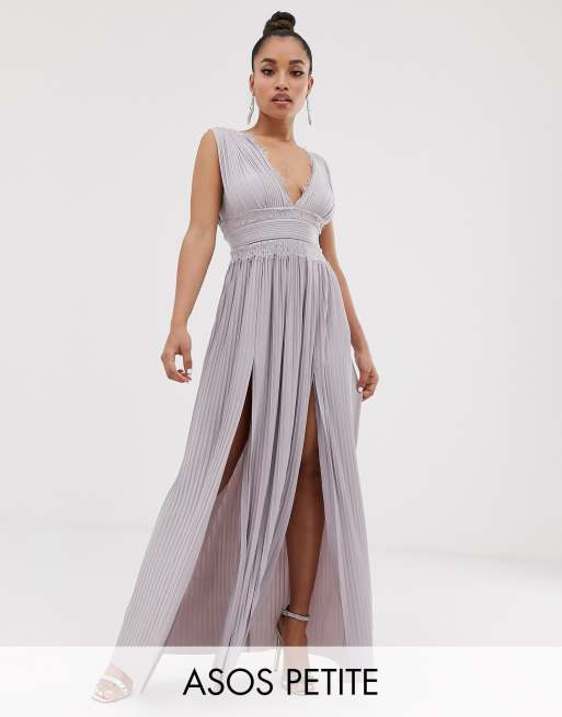 Asos design premium lace 2024 insert pleated maxi dress