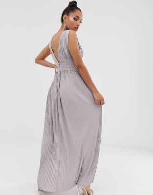 asos design petite premium lace insert pleated maxi dress