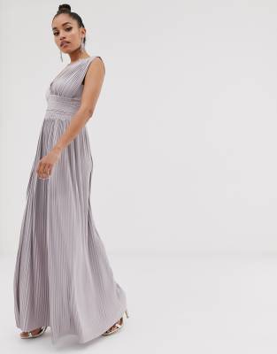 asos design petite premium lace insert pleated maxi dress