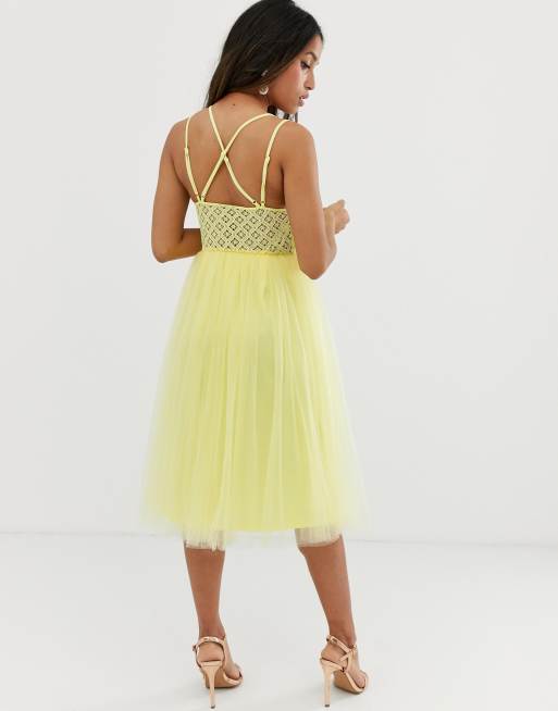 Asos design premium lace cami outlet top tulle midi dress