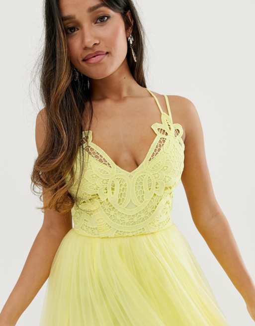 Asos premium lace cami top tulle midi sales dress