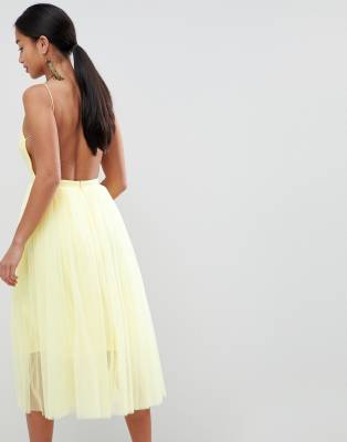 asos design premium scuba pinny midi tulle dress