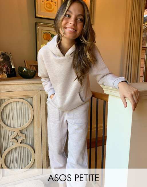 ASOS DESIGN Petite premium tracksuit hoody / basic jogger with pocket details in neppy in lilac