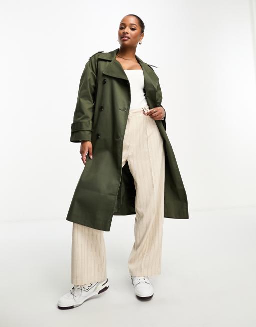 ASOS DESIGN Petite – Prochowiec o wydłużonym fasonie w ciemnym odcieniu khaki