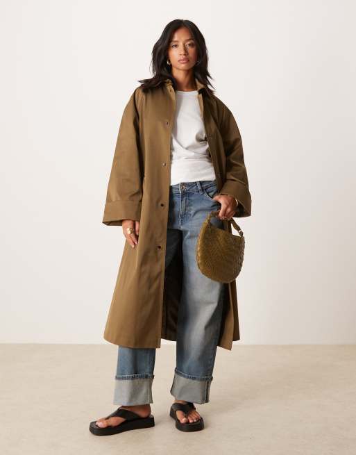 ASOS DESIGN Petite – Prochowiec w kolorze khaki o wydłużonym fasonie