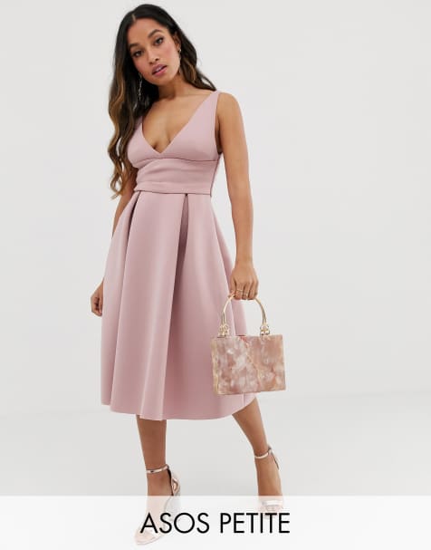 ASOS DESIGN Petite prom midi dress with wrap waist detail