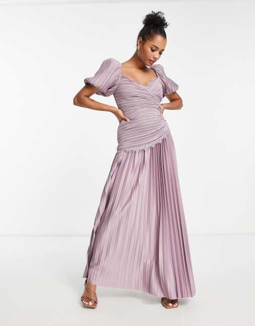 Mauve lace hot sale maxi dress