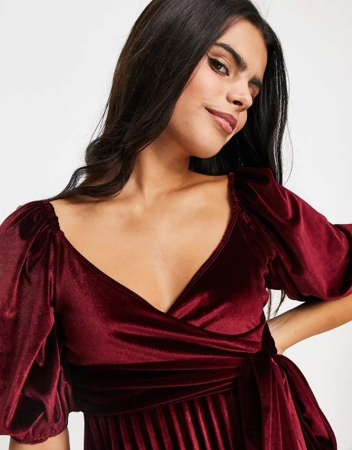 Asos burgundy velvet clearance dress