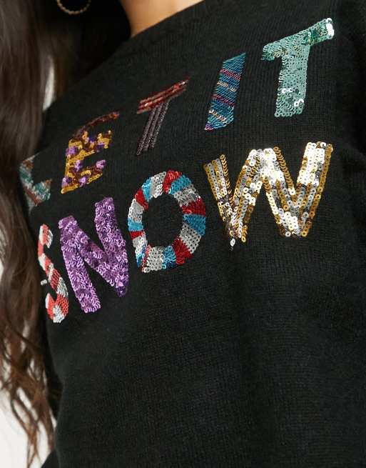 ASOS DESIGN Petite - Pull de Noël à inscription « Let it snow » à sequins vendu au profit de la fondation ASOS, 3 de 4