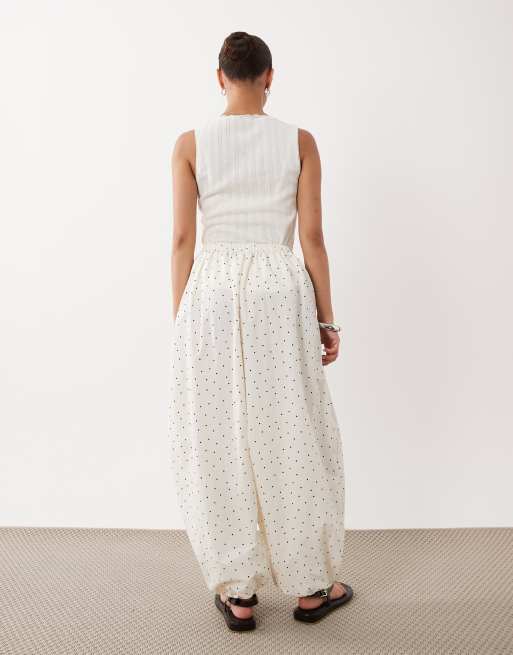 ASOS DESIGN Petite pull-on-ballonbukser i bomulds- og nylonblanding med prikker, 5 af 5