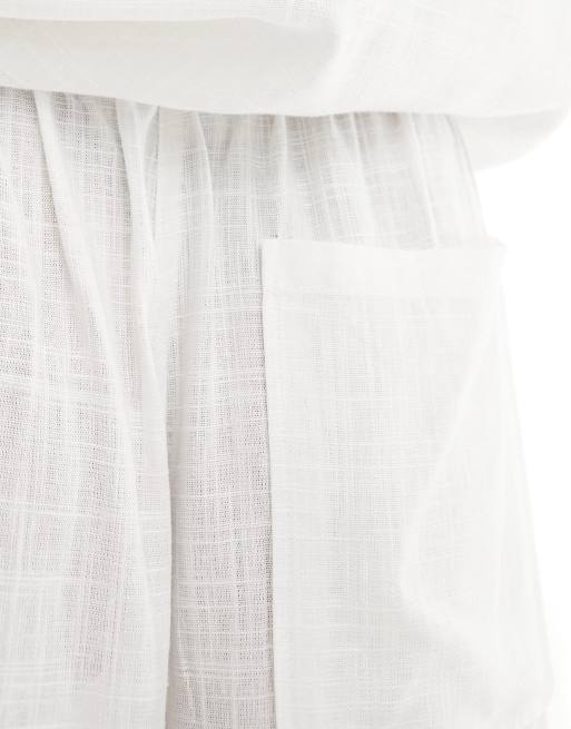ASOS DESIGN Petite pull on culotte pants with linen in white