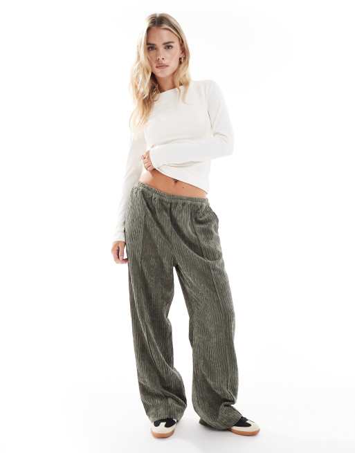 ASOS DESIGN Petite pull on pants in cord in khaki, 5 of 5