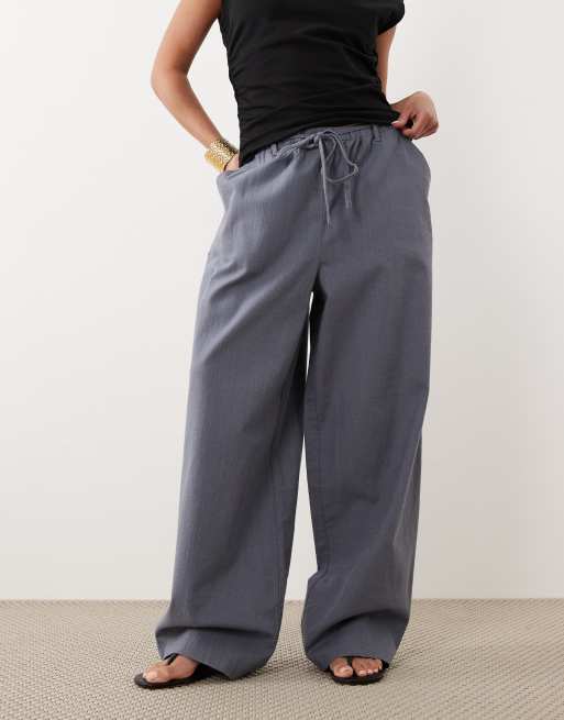 ASOS DESIGN Petite pull-on pants in dusky blue, 4 of 5