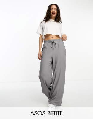 Asos Design Petite Pull On Pants In Gray