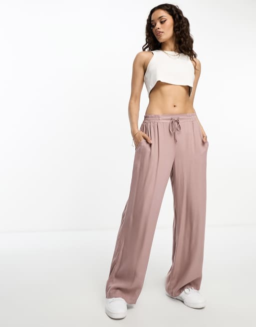 ASOS DESIGN petite jersey palazzo pants in mink