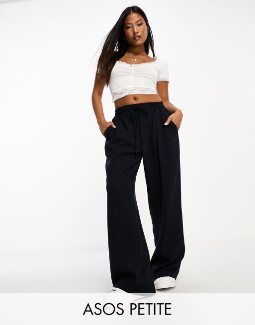 ASOS DESIGN Petite pull on pants in navy stripe | ASOS