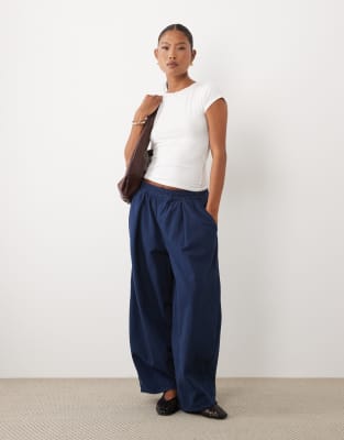 Asos Petite Asos Design Petite Pull On Pants In Navy