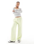 [ASOS DESIGN] ASOS DESIGN Petite pull on pants with contrast panel in lime-Green L Lime