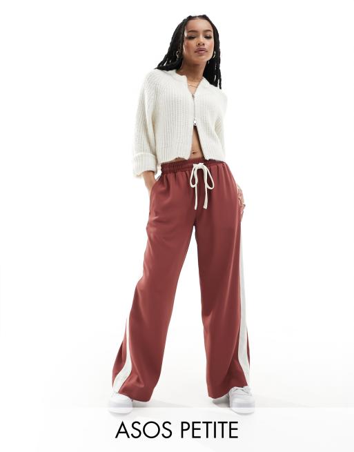 ASOS DESIGN Petite pull-on pants with contrast panel in terracotta 