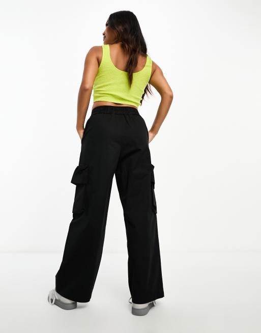 ASOS DESIGN Petite pull on pants with pockets in black