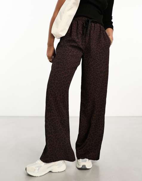 ASOS DESIGN Petite pull on trouser with contrast panel in animal print