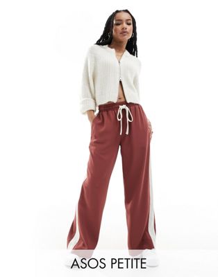 ASOS DESIGN Petite pull on trouser with contrast panel in terracotta