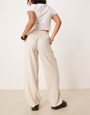 ASOS DESIGN Petite pull-on pants with linen in stone