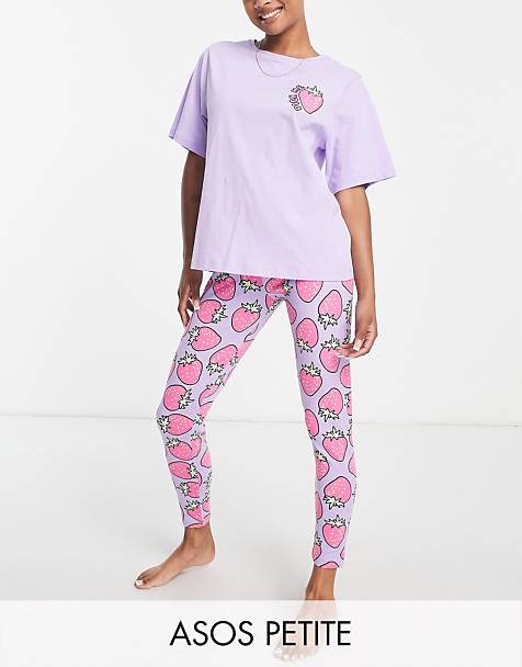 ASOS Herren Kleidung Nachtwäsche Schlafanzüge Pac-Man oversized tee & legging pyjama set in pink & lilac 