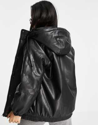 asos faux leather bomber jacket