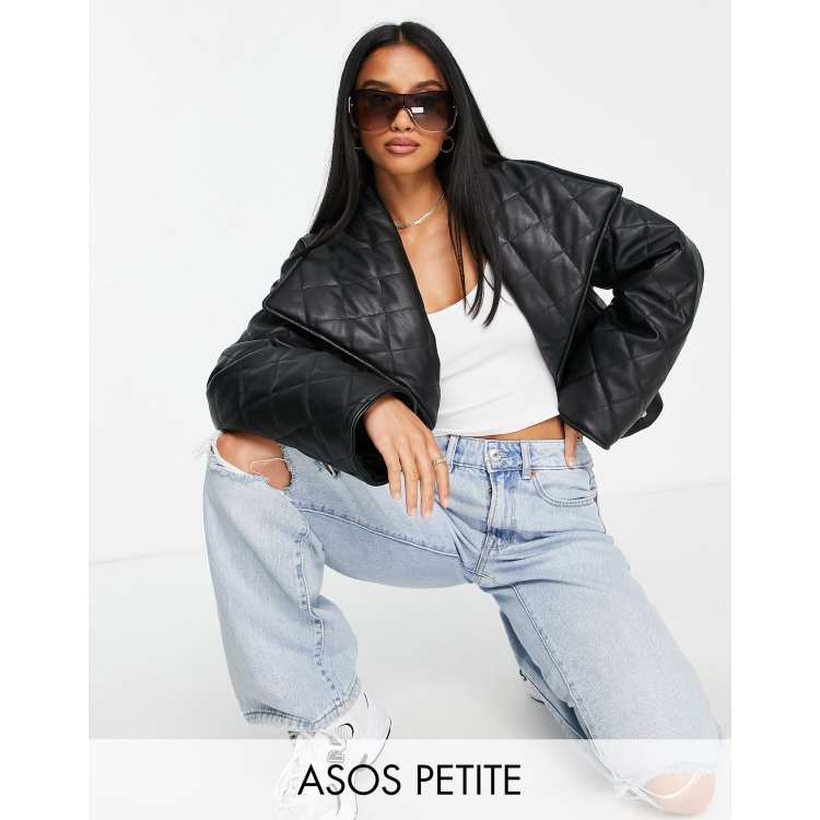 ASOS DESIGN Petite cropped puffer jacket in black