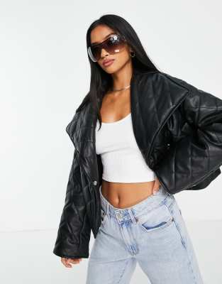 asos cropped leather jacket