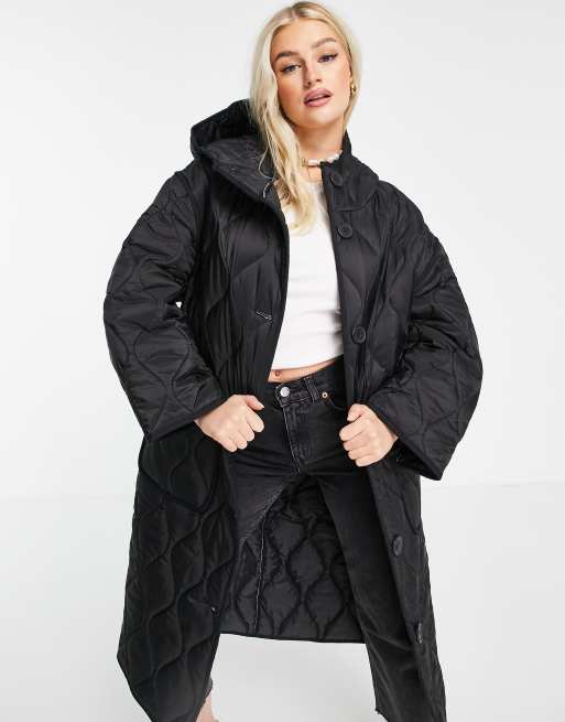 Black Petite Faux Fur Hood Puffer Coat