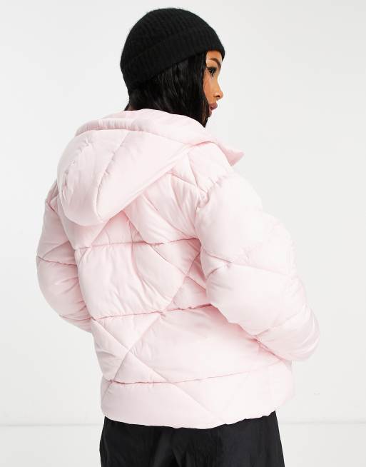 ASOS DESIGN Petite quilted puffer jacket in baby pink