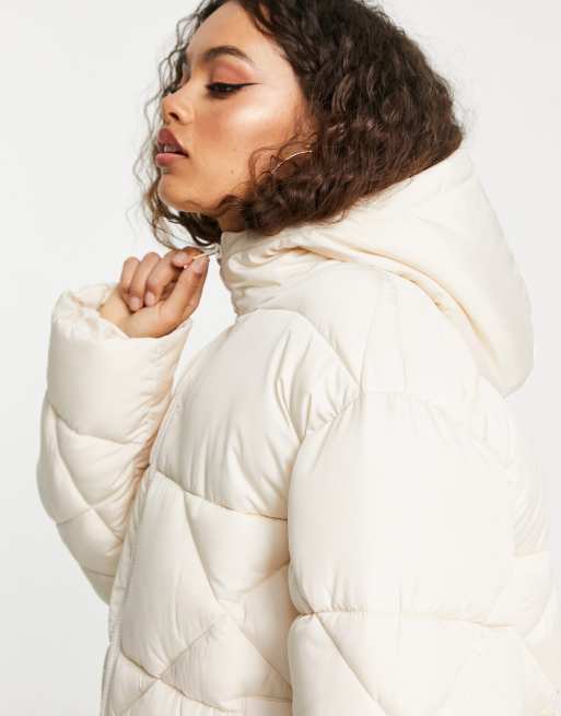 Ladies cream best sale puffer coat