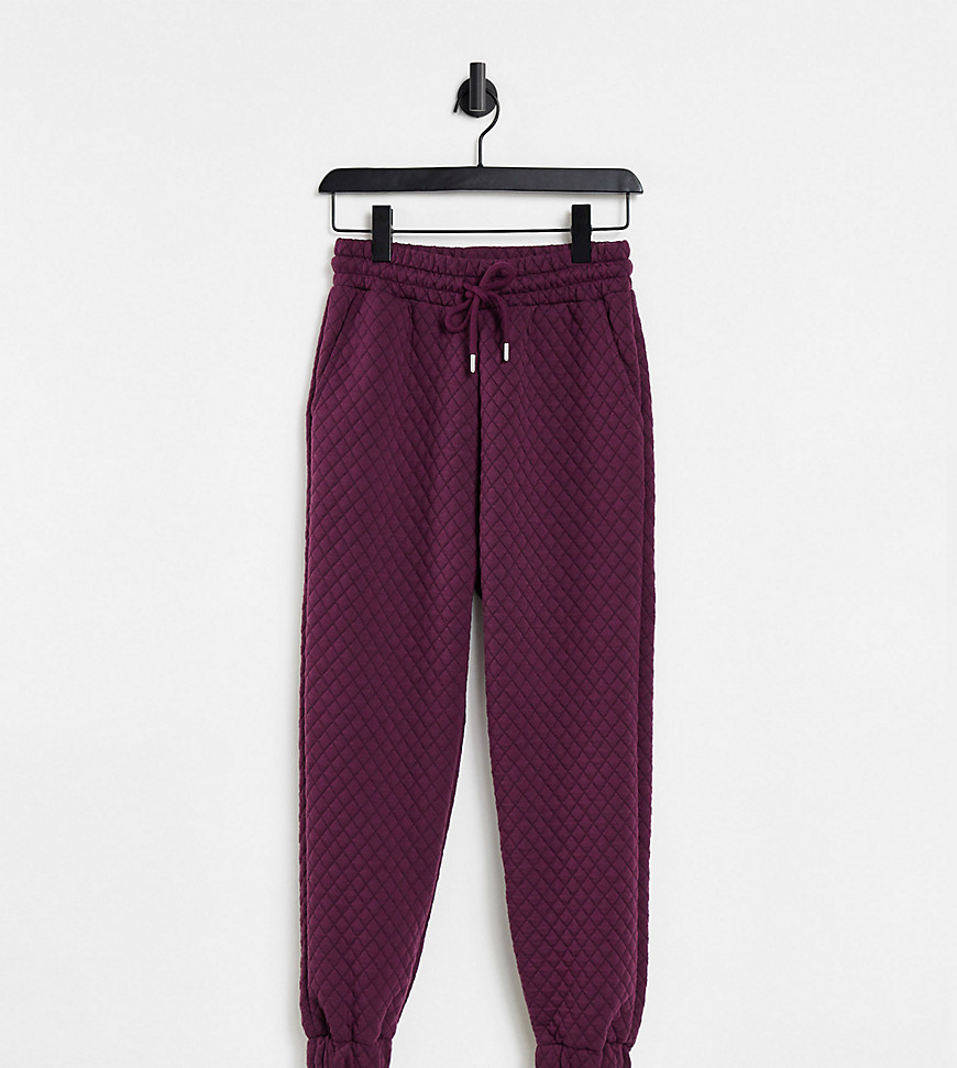 ASOS DESIGN Petite quilted sweatpants in aubergine-Purple
