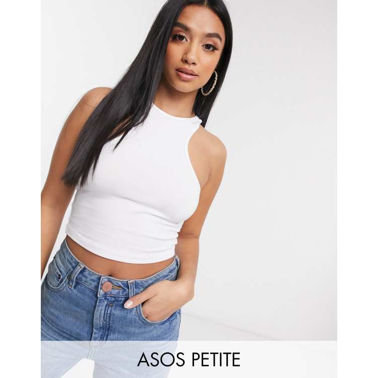 ASOS DESIGN Petite racer front crop top white | ASOS