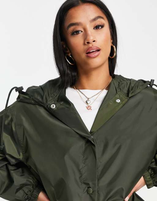 ASOS DESIGN Petite rain parka in khaki