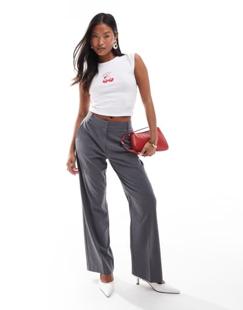 ASOS DESIGN Petite - Rechte broek in grijs - view 1