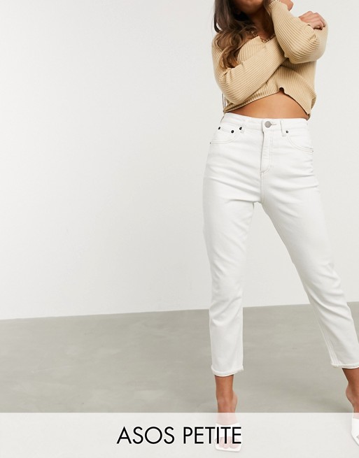 ASOS DESIGN Petite high rise recycled farleigh 'slim' mom jeans in off white