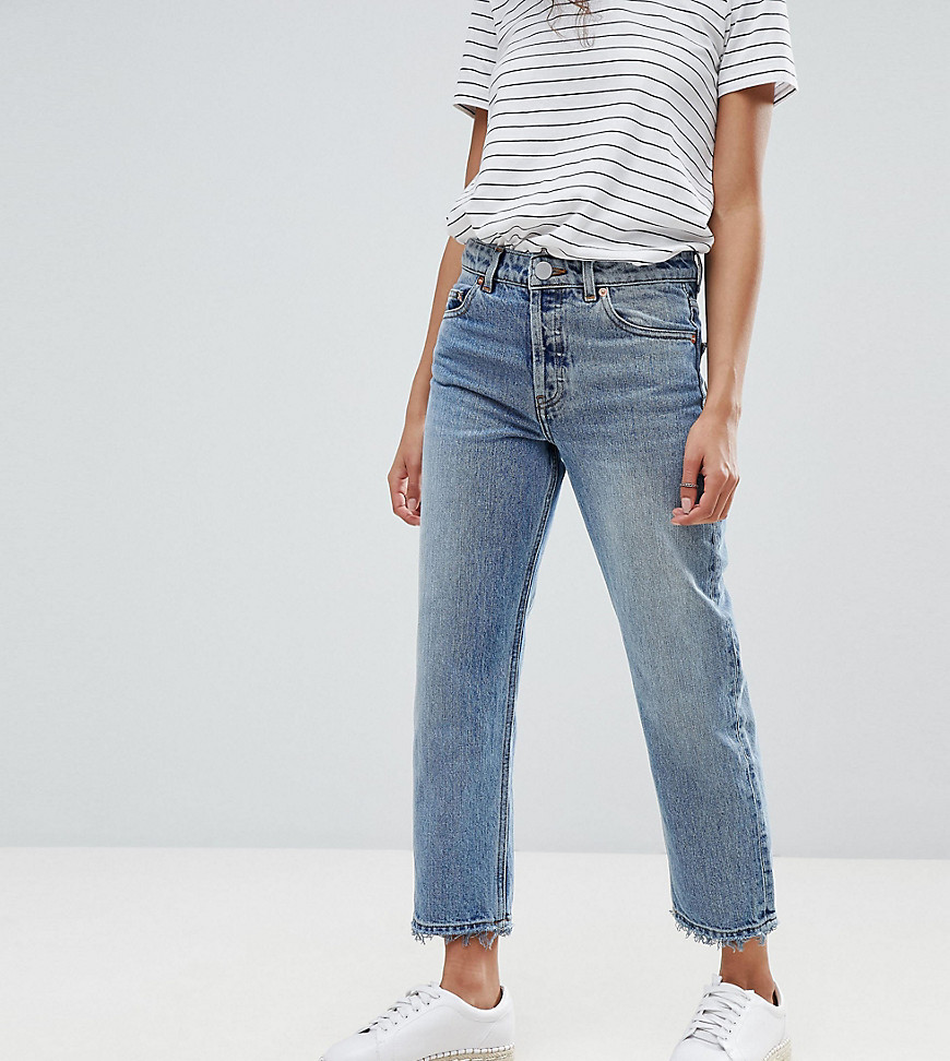 ASOS DESIGN Petite Recycled Florence authentic Jeans med raka ben i spring light stone wash-Blå