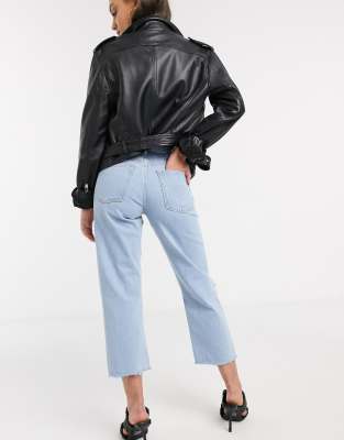 authentic raw hem straight leg jeans