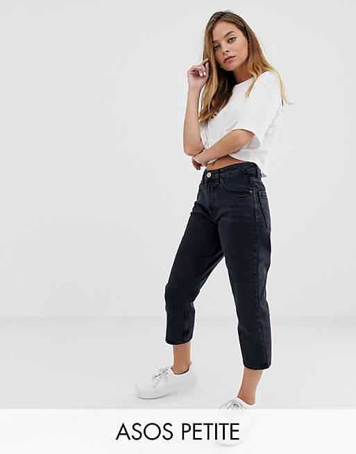 ASOS DESIGN Petite Recycled Florence authentic straight leg jeans in washed black