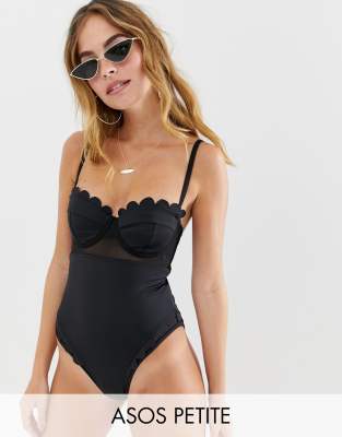 black scallop swimsuit