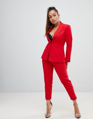 petite red suit