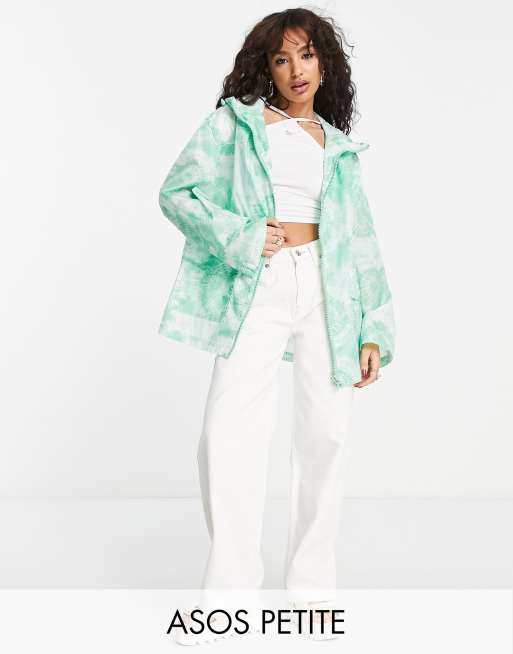 ASOS DESIGN Petite - Regenjack met print in groen