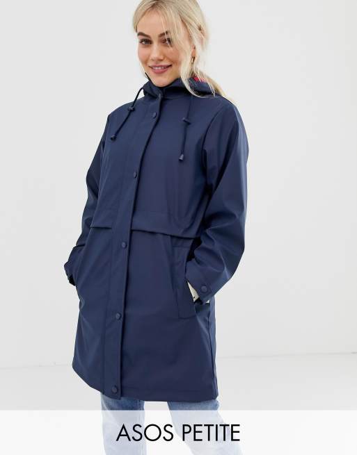 ASOS DESIGN petite regenjas met geborstelde voering in blokmotief