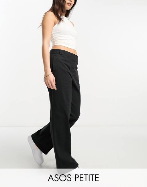 ASOS DESIGN Petite relaxed boyfriend pants in black