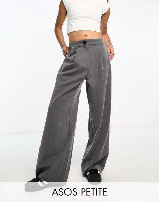 ASOS DESIGN Petite relaxed dad pants in gray